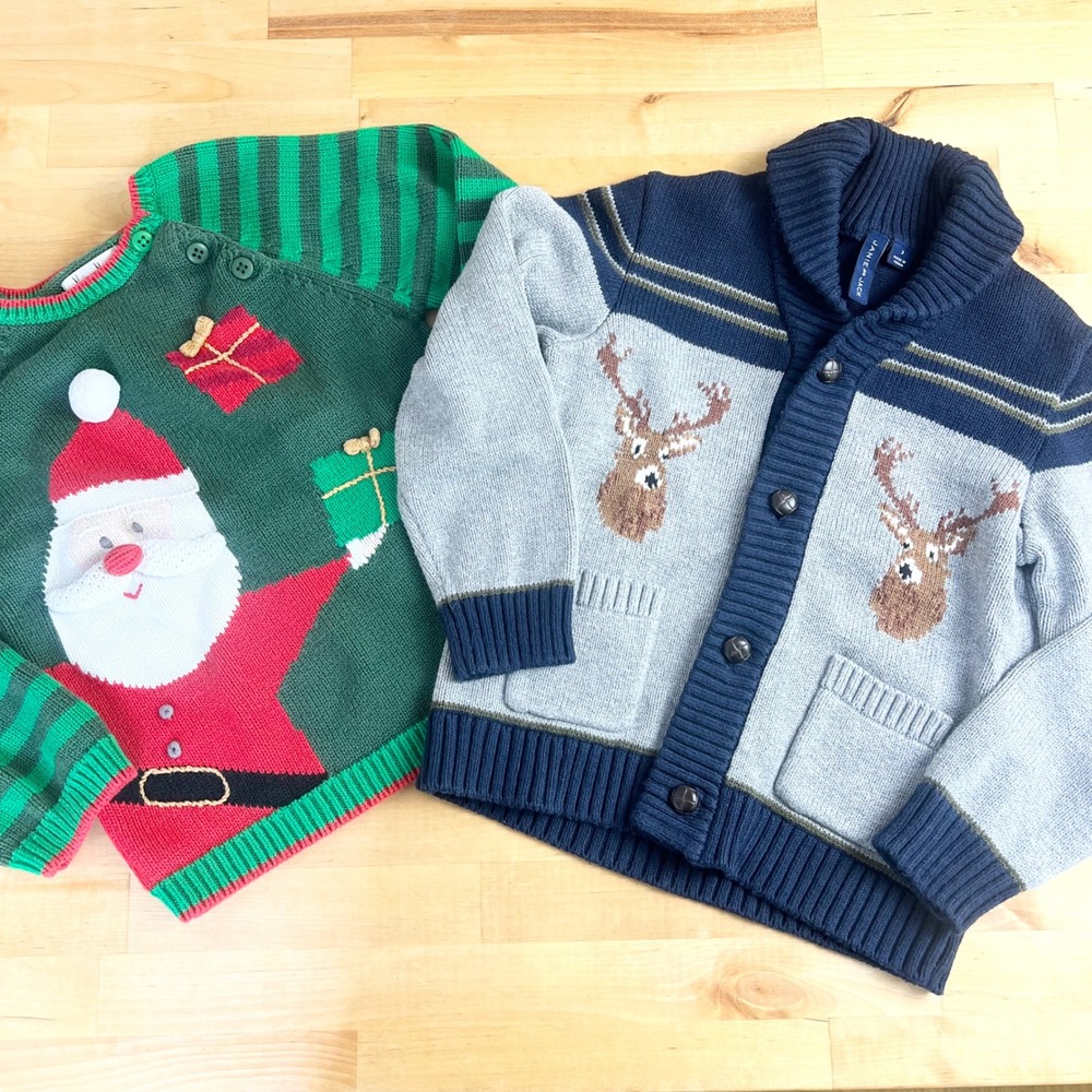 Neiman Marcus Janie Jack Sweater Santa Cardigan Size 2/3 Christmas‎ Holiday